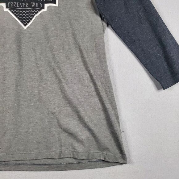 The North Face TNF T-Shirt Womens L FOREVER WILD Tenaya Baseball Raglan Tee Gray - Picture 3 of 9
